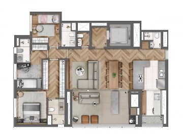 Planta de 190m� decorada