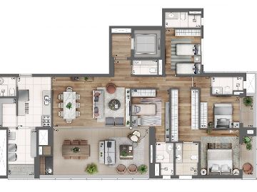 Planta com 4 suites 190m�
