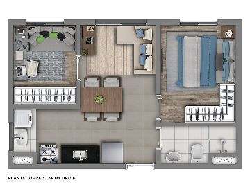 Planta Torre 1 apto Tipo B