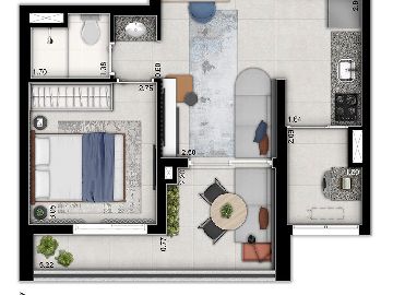 1 dorm sala amplaida