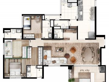 Planta 127m� living ampliado