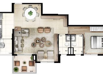 Planta 1 dorm living ampliado