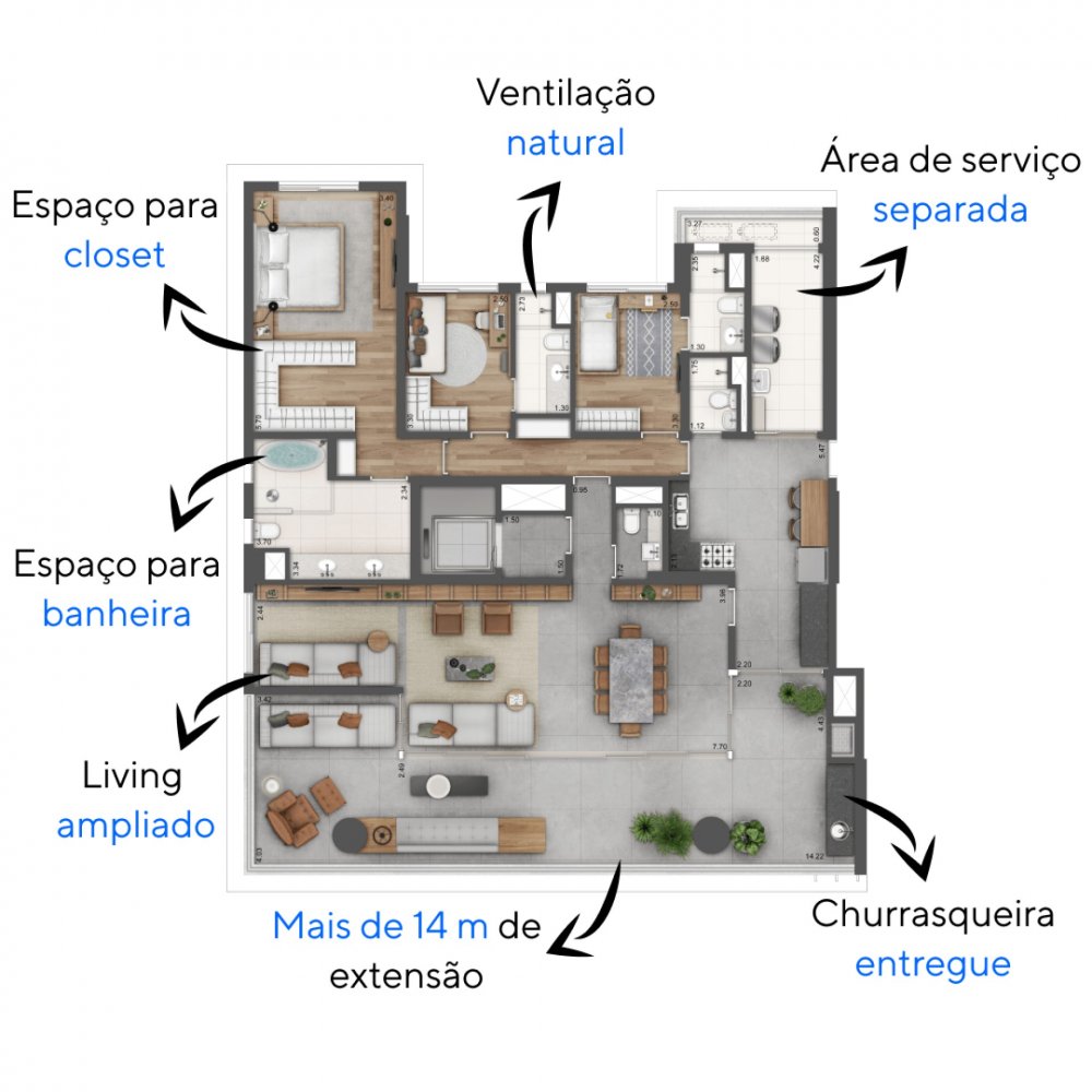 Planta 206m� 3 suites