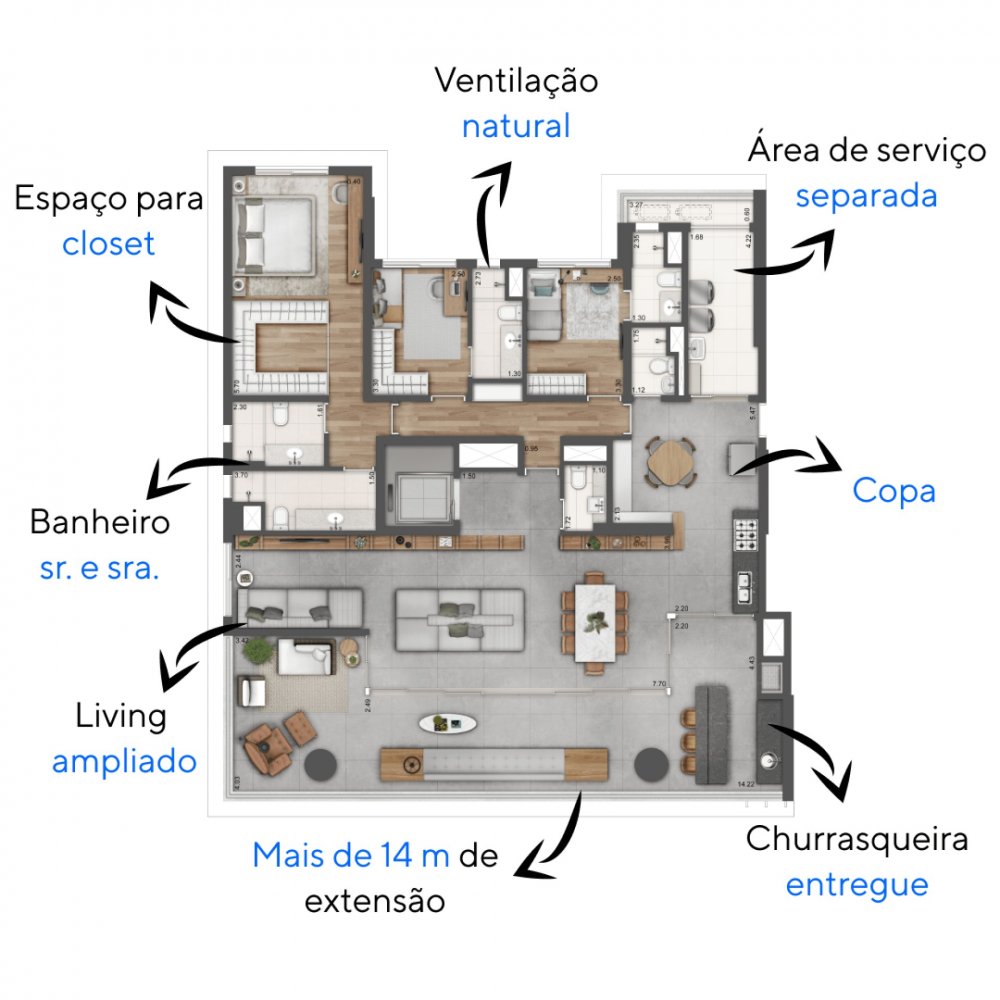 planta 3 suites living ampliado
