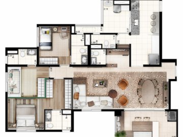 Planta 3 dorm living ampliado