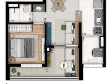 1 dorm 45m