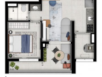 1 dorm sala amplaida