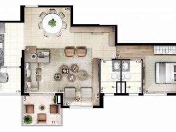 Planta 1 dorm living ampliado