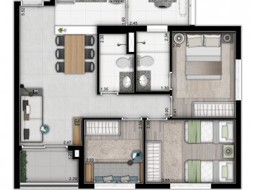 3 Dorm 68m