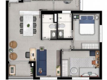 3 dorm 68m sala ampliada